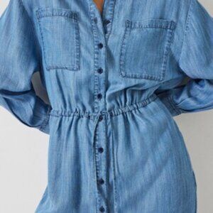 HUSH UK Blue Wash Savannah Maxi Relaxed Shirt Dress - New with tags